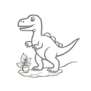 Cute Dinosaur Simple Cooking tattoo design idea