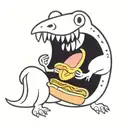 dinosaur eating hot dog tattoo design idea