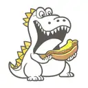 dinosaur eating hot dog tattoo design idea