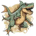 dinosaur shark jumping tattoo design idea