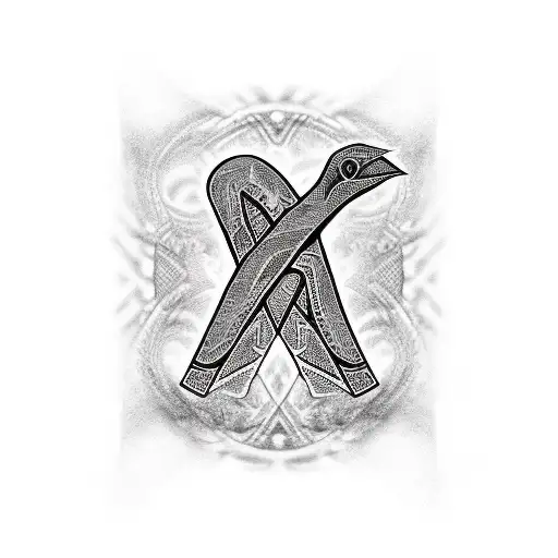 ankh symbol with black mamba loosely wrapped around it tattoo design idea