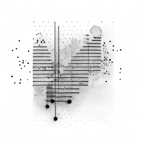 A minimalist design of piano keys fading into the blackness tattoo design idea