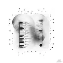 A minimalist design of piano keys fading into the blackness tattoo design idea