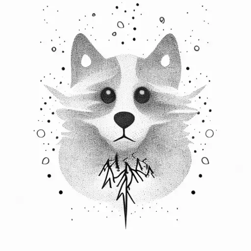 Paw Print, pine tree, lightning bolt  tattoo design idea