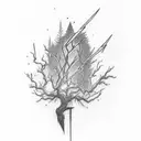 Lightning Bolt, pine tree tattoo design idea
