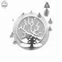 Paw Print, pine tree, lightning bolt  tattoo design idea