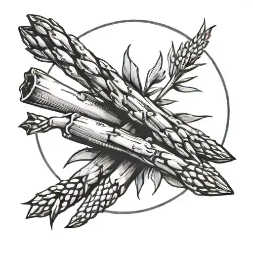 asparagus and circle tattoo design idea