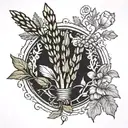 asparagus plumosus circle tattoo design idea