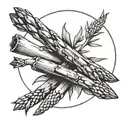 asparagus and circle tattoo design idea