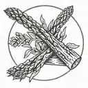 asparagus and circle tattoo design idea