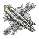 asparagus and circle tattoo design idea