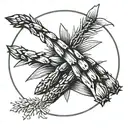 asparagus and circle tattoo design idea