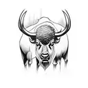 A majestic buffalo surrounded by a forest of dead trees tattoo design idea