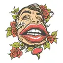 lip stick kiss mark and the word unserious  tattoo design idea
