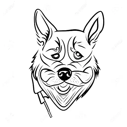 A mix between a ham and a dog with cartoon style tattoo design idea