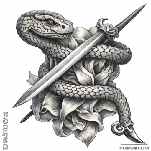 sword and snake wrapped  tattoo design idea