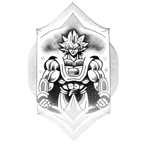 broly in a tarot card tattoo design idea