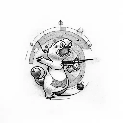 archery with charmander  tattoo design idea