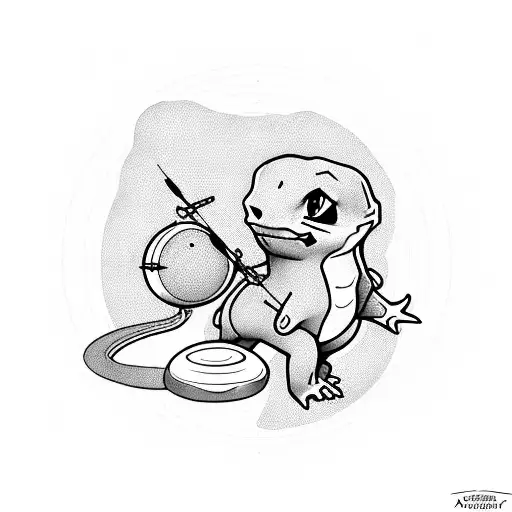 archery with charmander  tattoo design idea