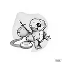archery with charmander  tattoo design idea