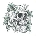 skull ivy vines tattoo design idea