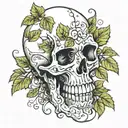 skull ivy vines tattoo design idea
