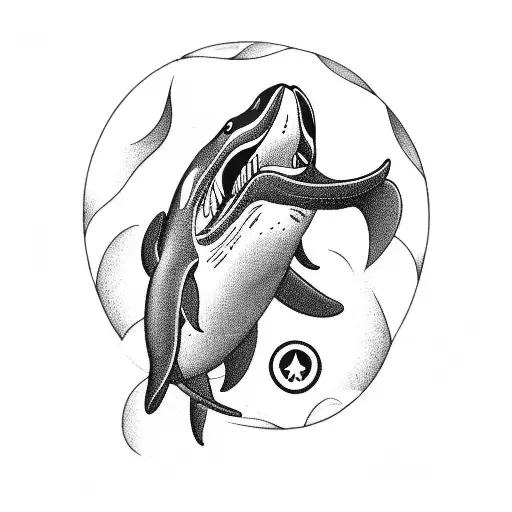 an antifascist and anthropomorphic killer whale tattoo design idea