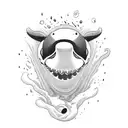 an antifascist and anthropomorphic killer whale tattoo design idea