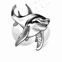 an antifascist and anthropomorphic killer whale tattoo design idea