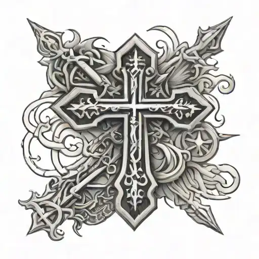 bundeswehr cross with nordic runes engraved style tattoo tattoo design idea
