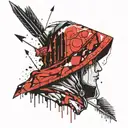Hood hat with arrow tattoo design idea