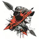 Hood hat with arrow tattoo design idea