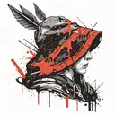 Hood hat with arrow tattoo design idea