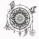 line dream catcher entangled tattoo design idea