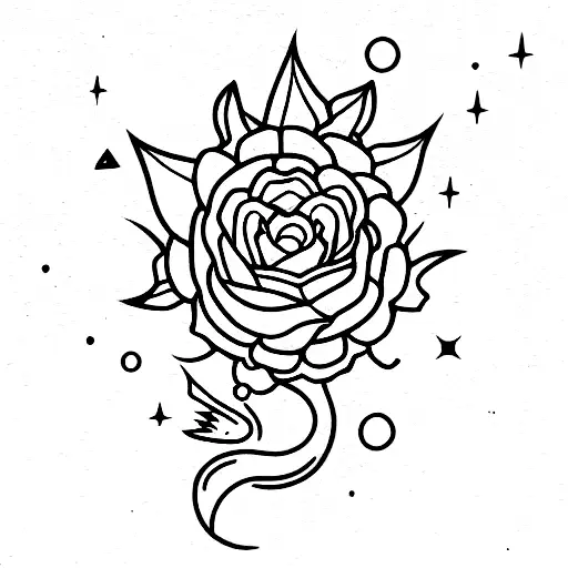 Dragón con flores espacial  tattoo design idea