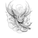 Dragón con flores espacial  tattoo design idea