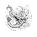 Dragón con flores espacial  tattoo design idea