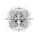 cross with ribbon tattoo design idea