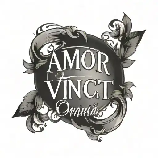 amor vincit omnia words in a circle for married couple classy simple words only tattoo design idea