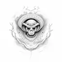 A menacing cobra, emerges from the right eye socket of the skull tattoo design idea