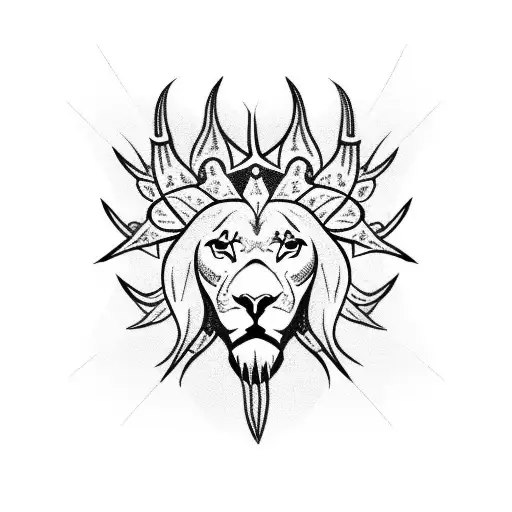 crown of thorns on a lion  tattoo design idea
