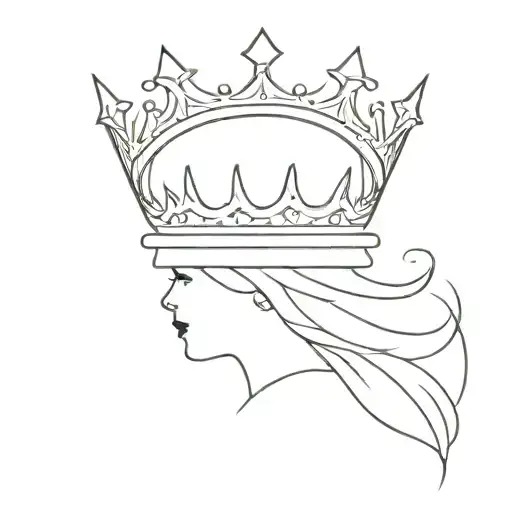 Design a crown queen doughter with the initials J G subtly hidden in the background tattoo design idea