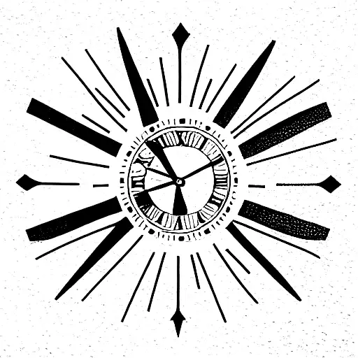 Roman numerals of 1957 with clock and a sunflowrr tattoo design idea