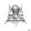 reaper, jester, arm sleeve tattoo design idea