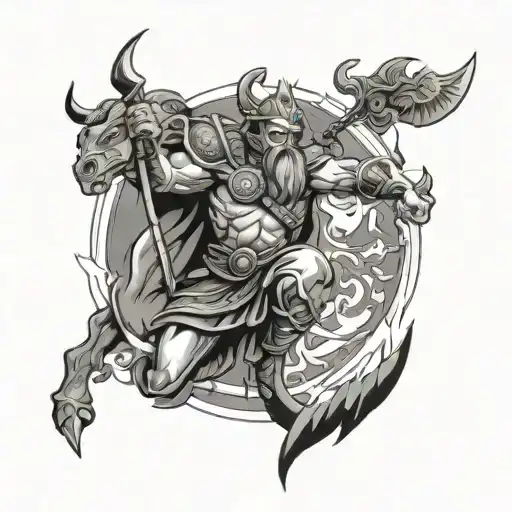 Design a tattoo inspired by the story of Ragnarok depicting the  battle between the gods and the forces tattoo design idea
