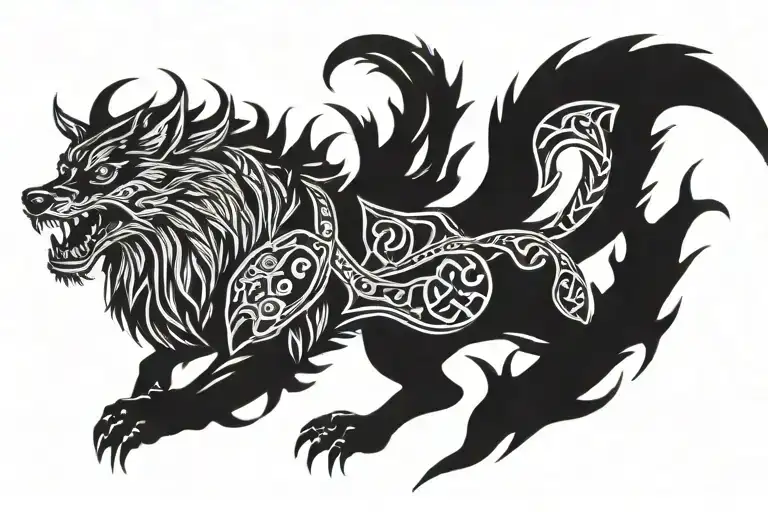 ragnarok Odin vs fenrir tattoo design idea