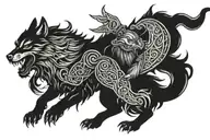 ragnarok Odin vs fenrir tattoo design idea