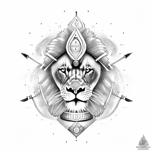 Sikh warrior and lion blended together in one tattoo design idea