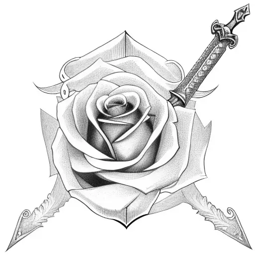 Sword with rose tattoo design idea