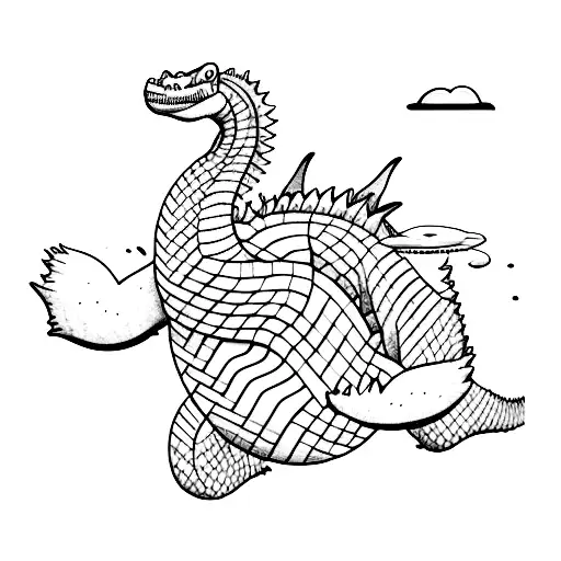 lochness monster in polaroid  tattoo design idea